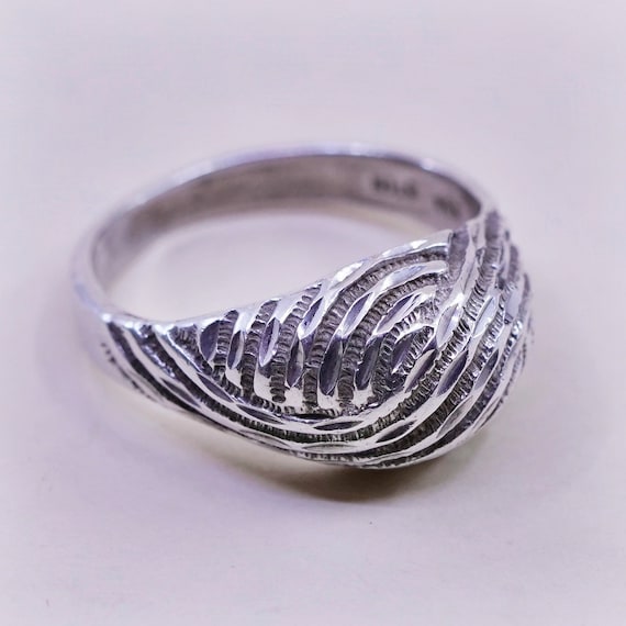 Taille 6.5 bague artisanale en argent sterling vintage bande ondulee cotelee 925 texturee mexique estampillee 925 Etsy Canada