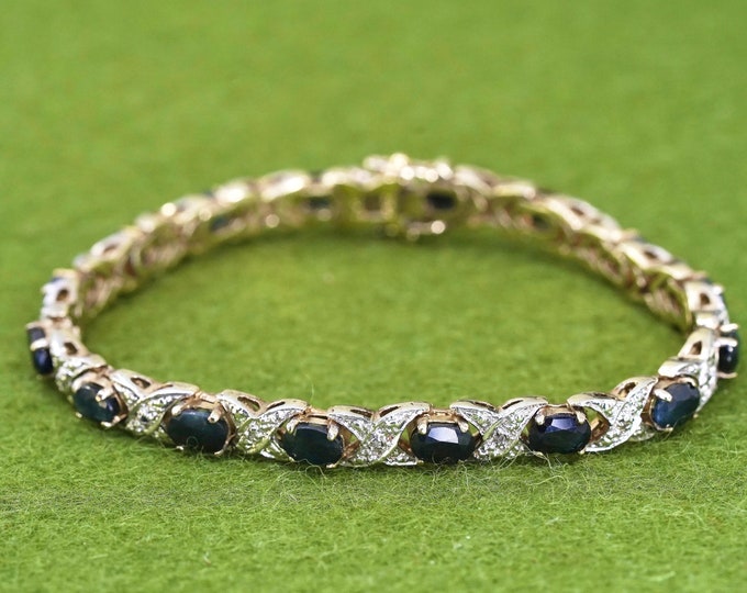 Bracelet Tennis Vintage Argent Sterling Plaqué Or – 7,25 Pouces (17,8cm) – 13,8g