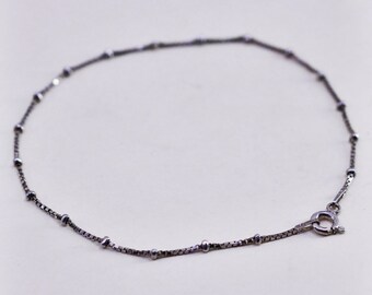 8.75 », bracelet vintage en argent sterling, fine chaîne de boîte 925 avec perles, estampillée 925