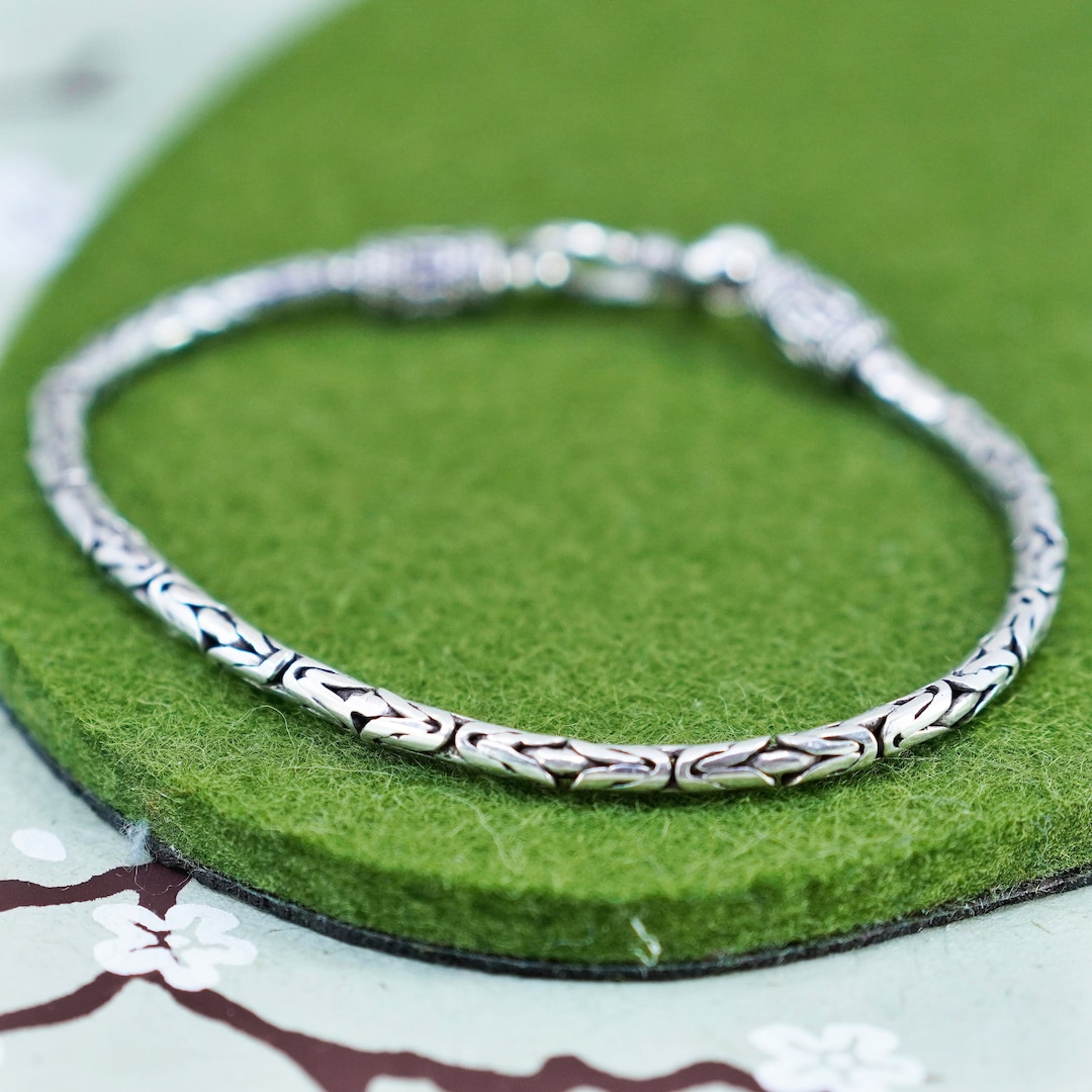 7.5, 4mm, Vintage Bold Sterling Silver Handmade Bracelet, 925 Byzantine, Birdcage Chain, Stamped 925 - Etsy 7.5, 4mm, Vintage Bold Sterling Silver Handmade Bracelet, 925 Byzantine, Birdcage Chain, Stamped 925 - Etsy
