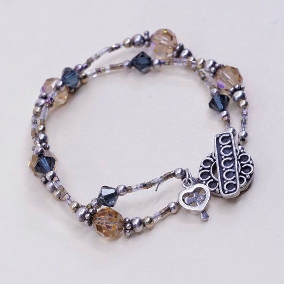 Cross crystal bracelet charm with 925 silver loop