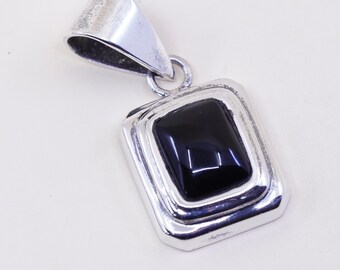 vintage mexico silpada handmade sterling 925 silver pendant with rectangular black onyx, stamped 925