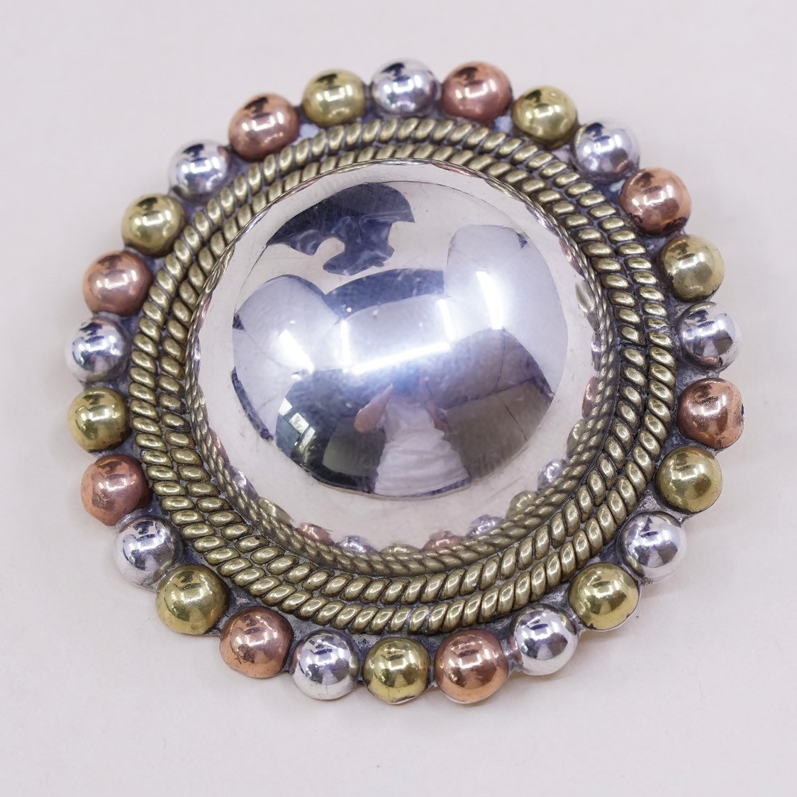 Vintage Triple Tone (001026) Sterling Silver Clip on