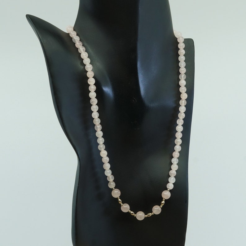 Vintage handmade Sterling silver clasp with pink quartz beads necklace 19\u201d