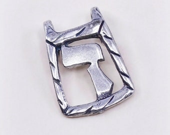 Vintage sterling silver handmade pendant, 925 letter D in Hebrew, stamped 925