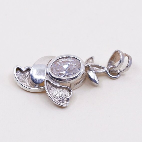 Vintage sterling silver cz crystal pendant 925 handmade charm stamped 925