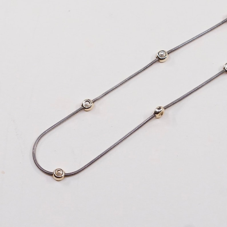 Vintage 16\u201d Silpada Saturn Necklace N0673 Sterling Silver 14k Yellow Gold Necklace Stamped 925 040398