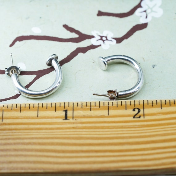 0.75", Vintage sterling silver wide hoops, 925 si… - image 5