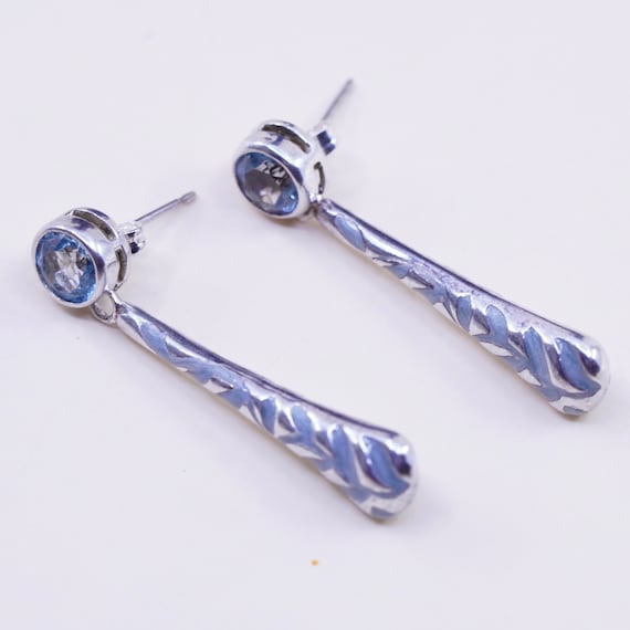 Vintage sterling silver handmade earrings, 925 te… - image 1