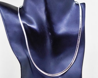 18”, 4mm, Vintage Italy sterling silver omega chain, bold 925 necklace, stamped 925 Italy