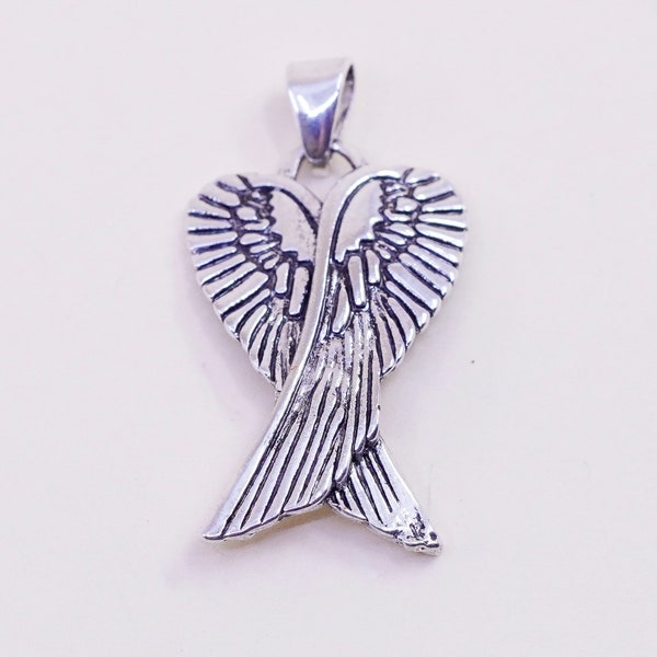 Vintage Sterling silver handmade pendant, 925 wings, stamped 925