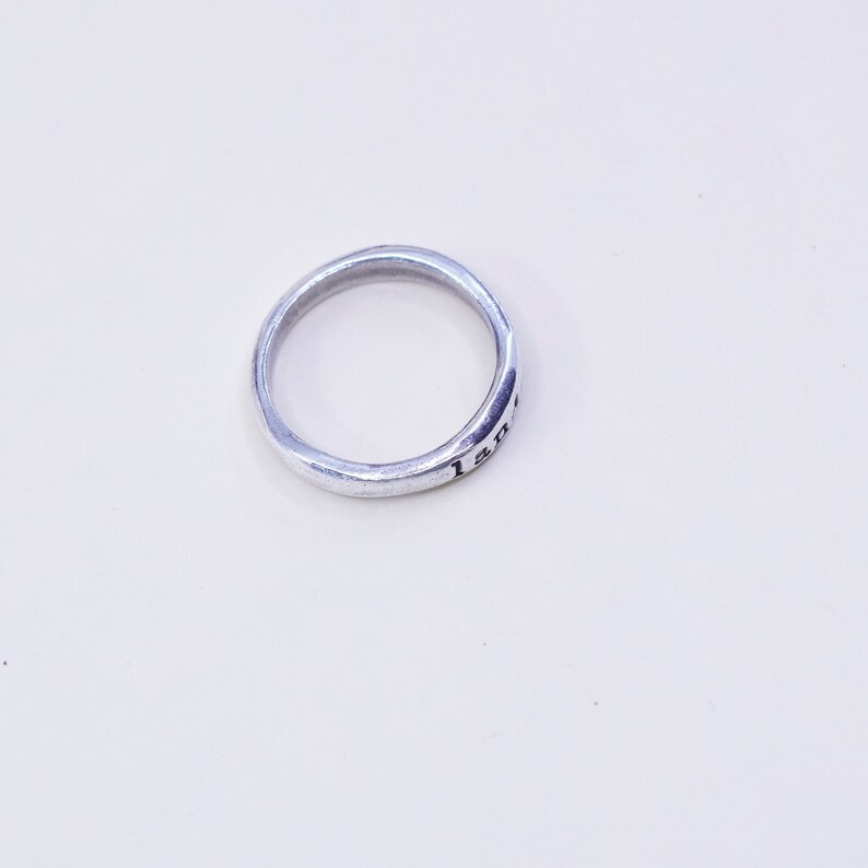 silver tested engraved \u201cLandon\u201d 925 stackable band Size 6.5 Vintage sterling silver handmade ring
