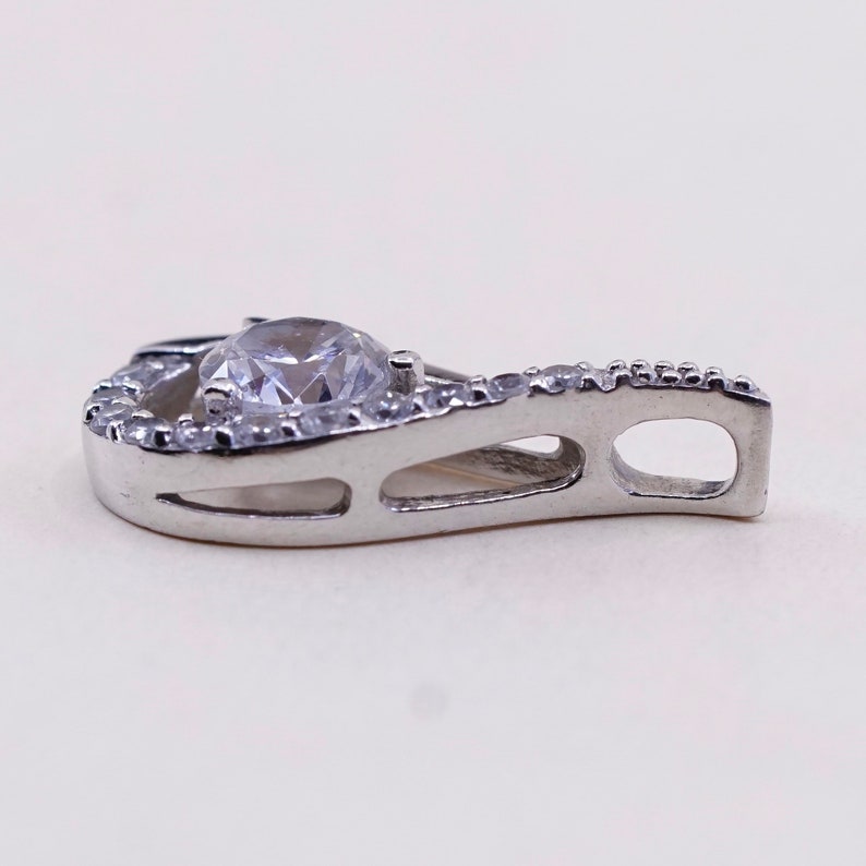 stamped 925 Vintage sterling silver cz crystal pendant 925 silver teardrop pendant
