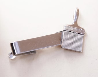 Vintage Baker 925-zilveren handgemaakte dasspeld met kwast, gestempeld Sterling Baker