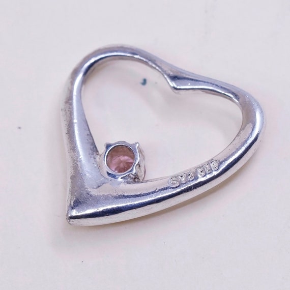 Vintage sterling silver pendant, heart 925 silver… - image 5
