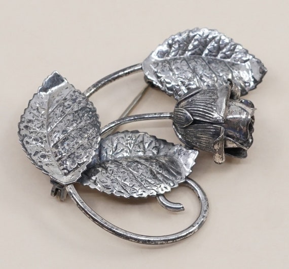 Vintage sterling silver handmade brooch, 925 silv… - image 1