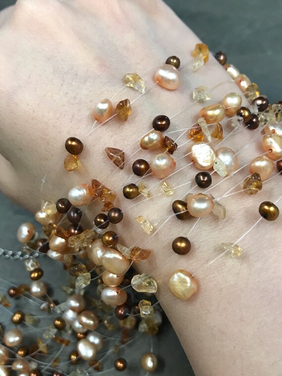 18", Vintage 14 strands Freshwater pearl necklace… - image 2