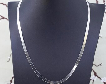 20” 5mm, Vintage Italian sterling silver necklace, Italy 925 herringbone chain, stamped 925 Italy