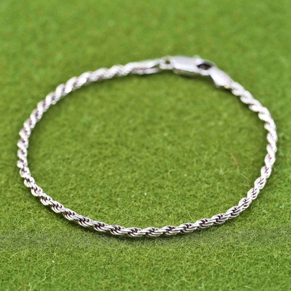 6.75”, 3mm, vintage Sterling silver rope chain, I… - image 1