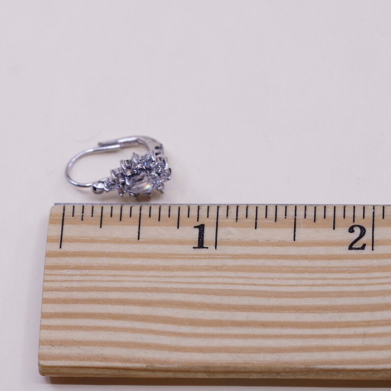 Vintage Sterling 925 silver handmade earrings stamped 925 teardrop Cz dangles
