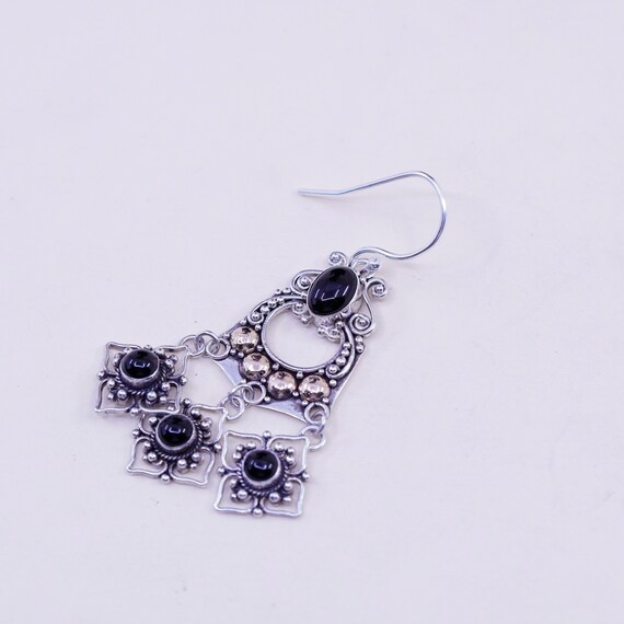 Vintage two tone Sterling 925 silver handmade ear… - image 5
