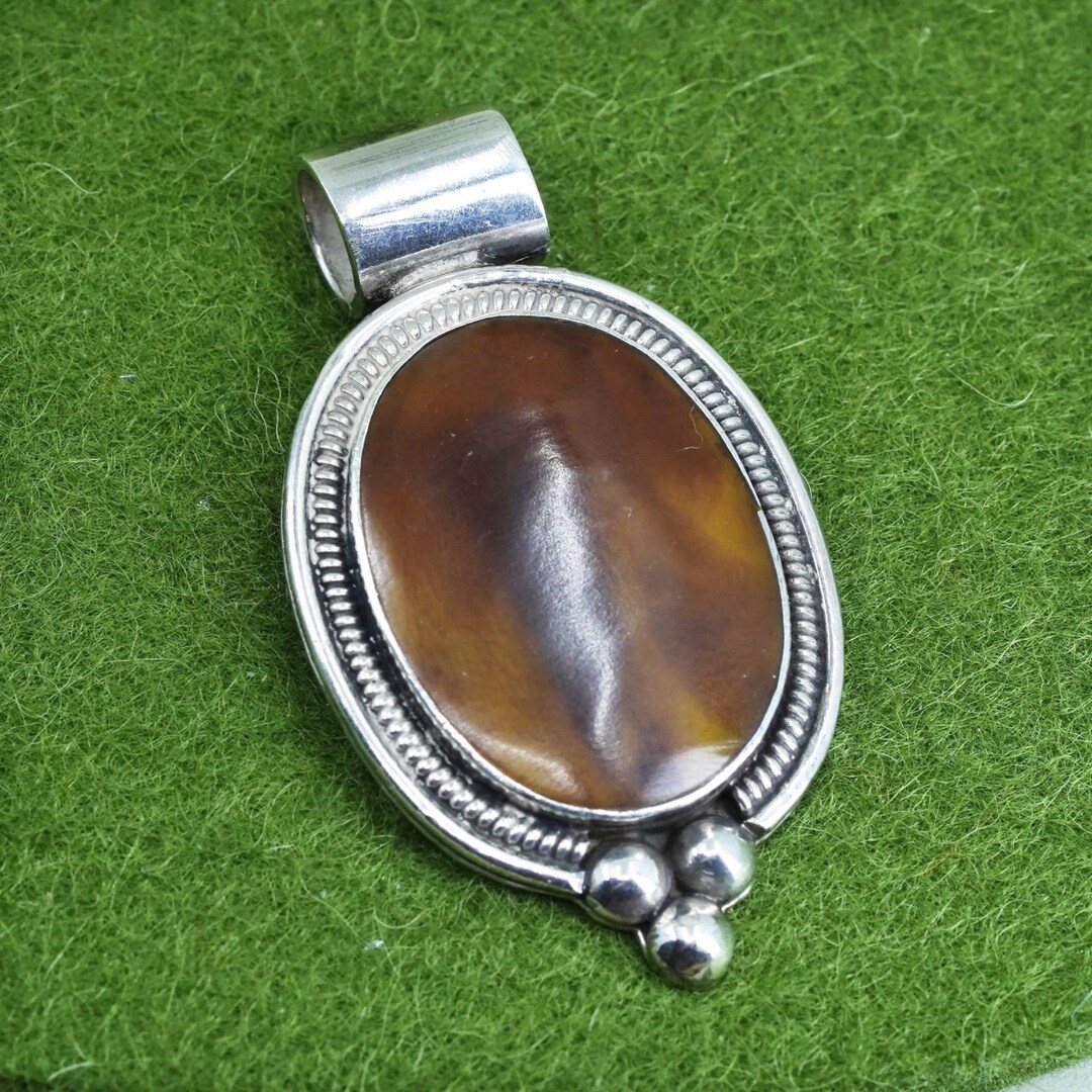 アクセサリー vintage mexico silver 925 pendant Vintage Mexico Sterling Silver 925 Handmade Pendant With Oval