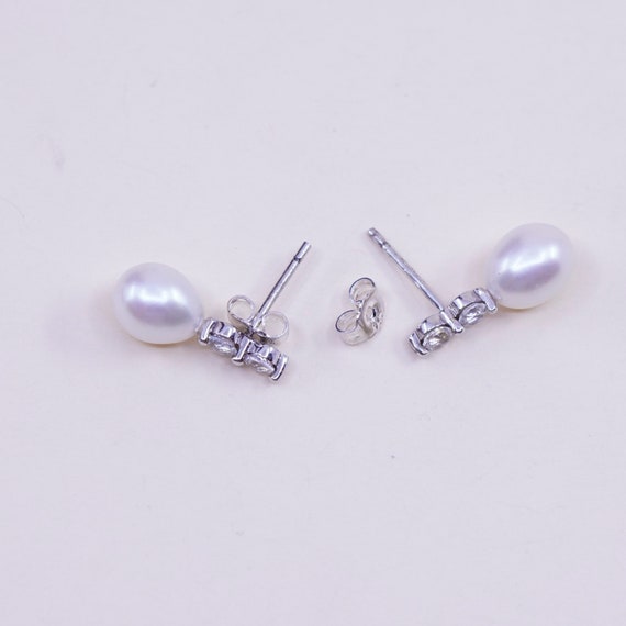 Vintage sterling silver earrings, 925 studs with … - image 5