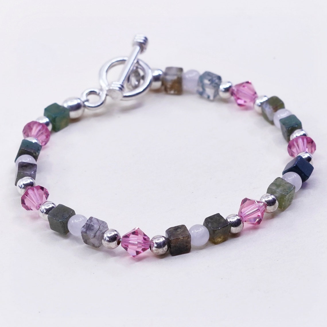 6.75 Vintage handmade bracelet with sterling 925 silver jade | Etsy