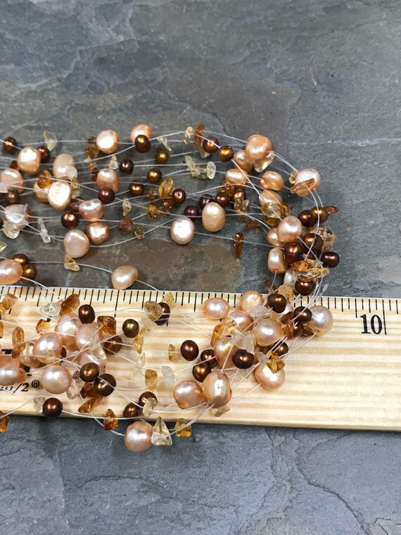 18", Vintage 14 strands Freshwater pearl necklace… - image 4