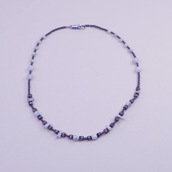 15”, Vintage Sterling silver handmade beads neckl… - image 5