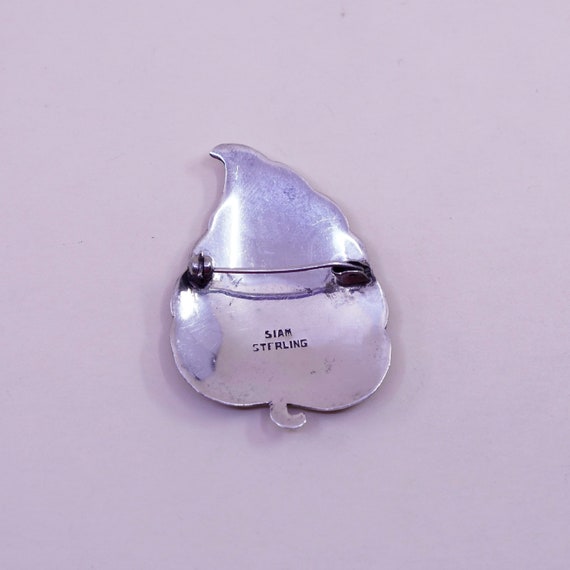 Vintage sterling silver handmade leaf brooch, Ind… - image 3