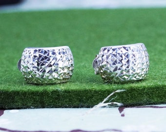 Orecchini vintage in argento sterling, testurizzati 925 huggie stud, stampati 925