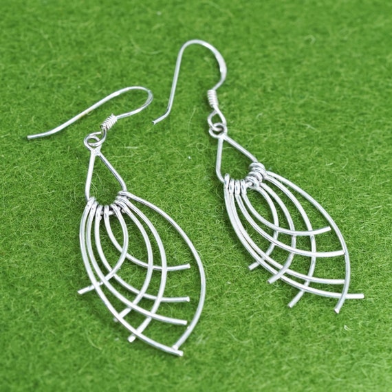 Vintage sterling silver handmade modern earrings,… - image 1