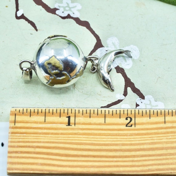 Vintage Sterling silver earth globe chime harmony… - image 5