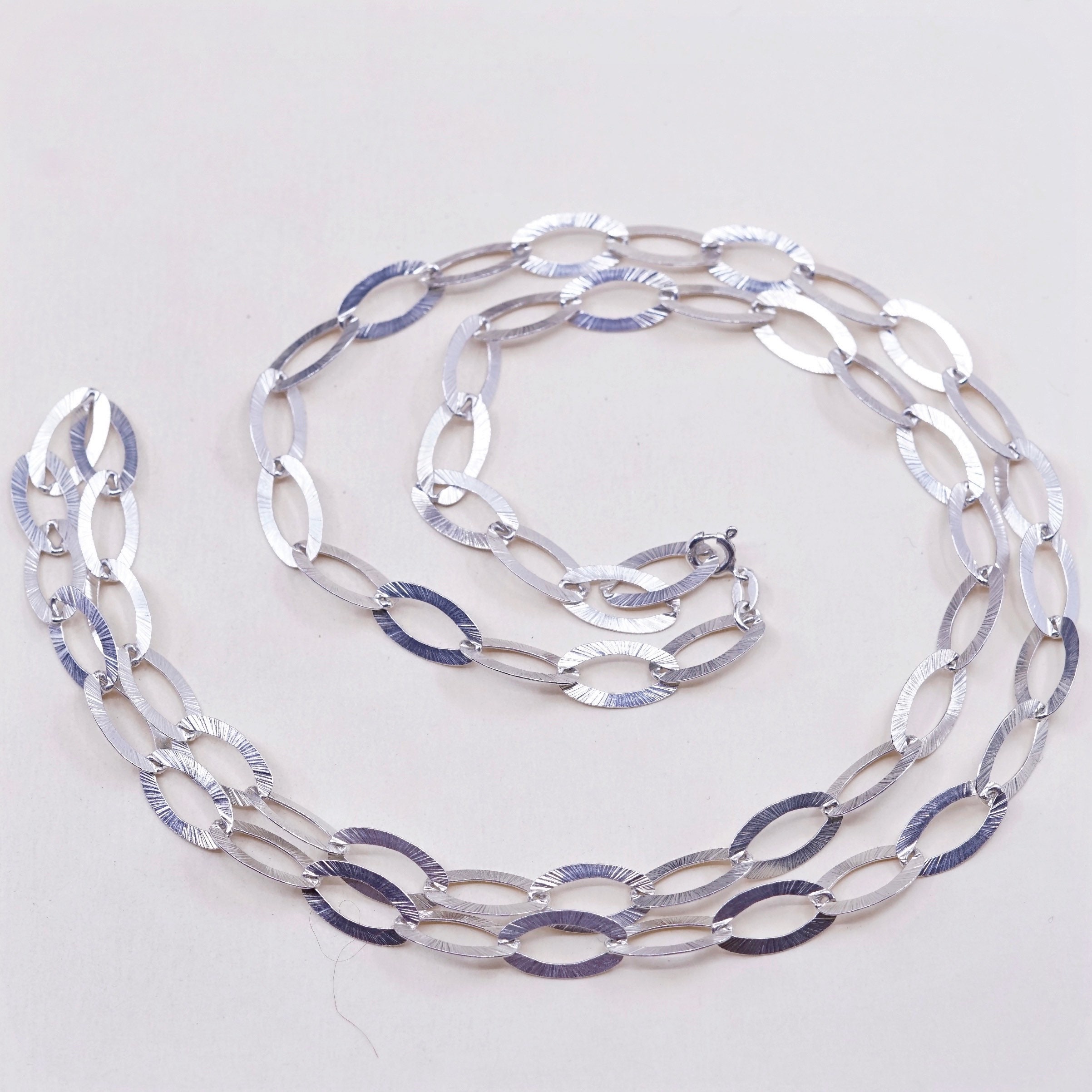 30”, 8mm, Vintage KA 1772 Sterling Silver Flatten Textured 30”, 8mm, Vintage KA 1772 Sterling Silver Flatten Textured