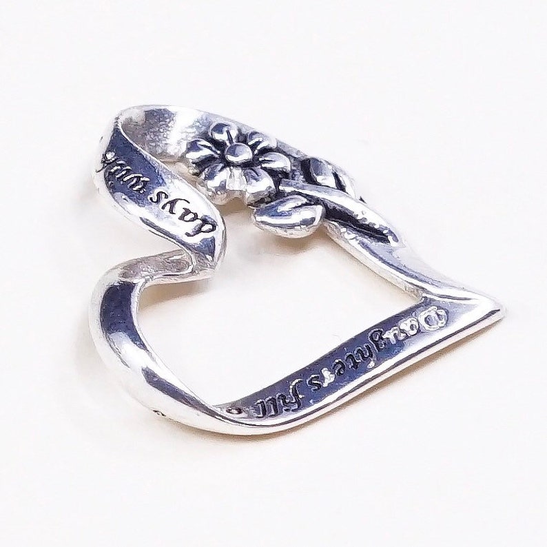 Sterling silver inspirational quote pendant Vintage 925 silver heart with daughters fill out days with sunshine and our hearts wi 020029