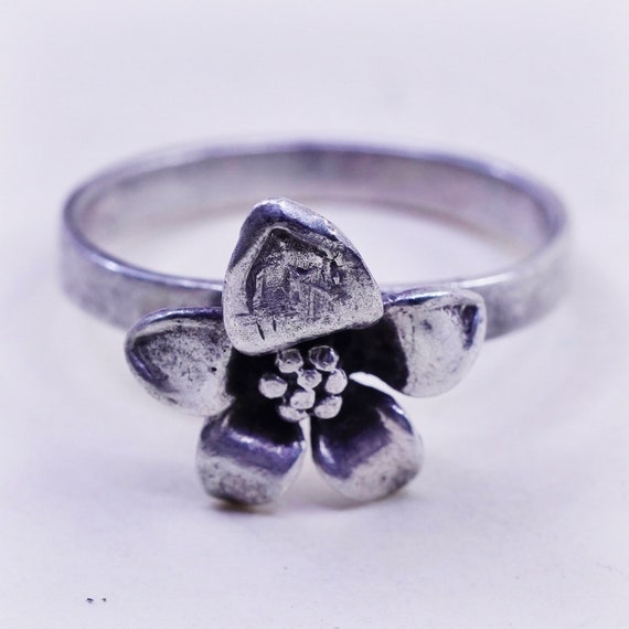 Size 5.5, vintage Sterling silver handmade ring, … - image 1