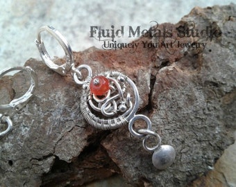 Zinger carnelian and sterling silver wire wrap dangle drop earrings