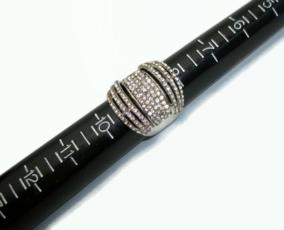 Vintage Silver Rhinestone Ring  U.S. size 9 Large… - image 4