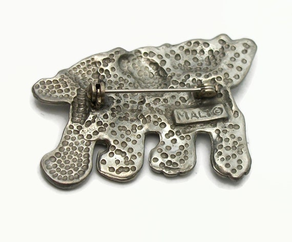 Vintage Bear Brooch Pewter Three Bears Pin Signed… - image 4