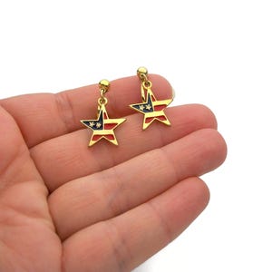 Vintage Star American Flag Clip on Earrings Star Shaped Earrings Avon Americana Stars and Stripes Patriotic 2002