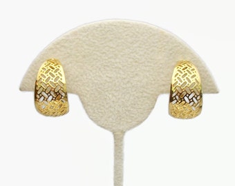 Vintage Napier Gold Filigree Hoop Clip on Earrings