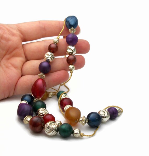 Vintage Jewel Tone Beaded Necklace Long  36" Chai… - image 4