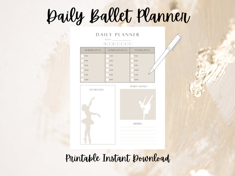 Competitive Dancer Daily Routine Baller Dancer Daily Planner, Printable Ballerina Daily Planner ...