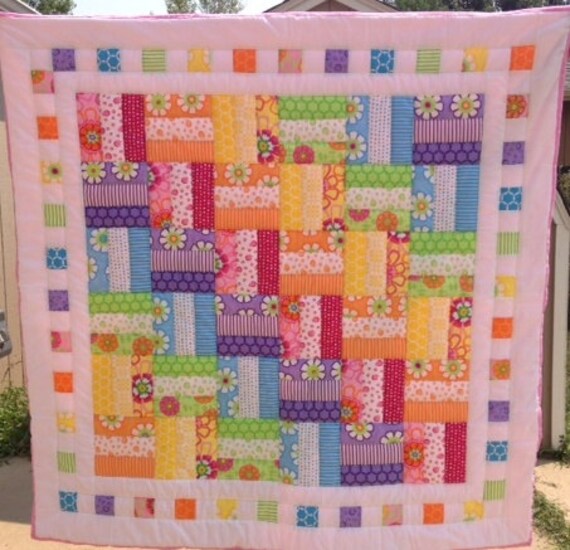 Bright Colors Baby Quilt Etsy