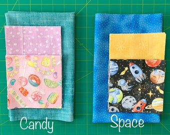 Kids Sewing Kit - My First Quilt - precut quilt kit with fabric, batting, and directions, beginner, learn to sew, sewing machine, by hand