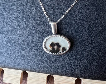 Dedritic Agate, agate pendant necklace, sterling silver necklace