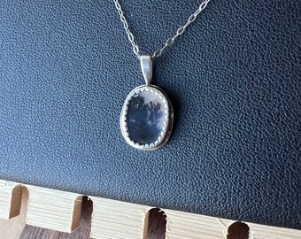 Dedritic Agate, agate pendant necklace, sterling silver necklace