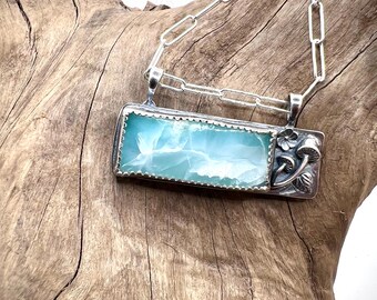 Larimar, larimar necklace, pendant, sterling silver necklace