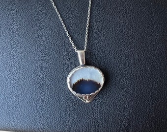 Dedritic Agate, agate pendant necklace, sterling silver necklace